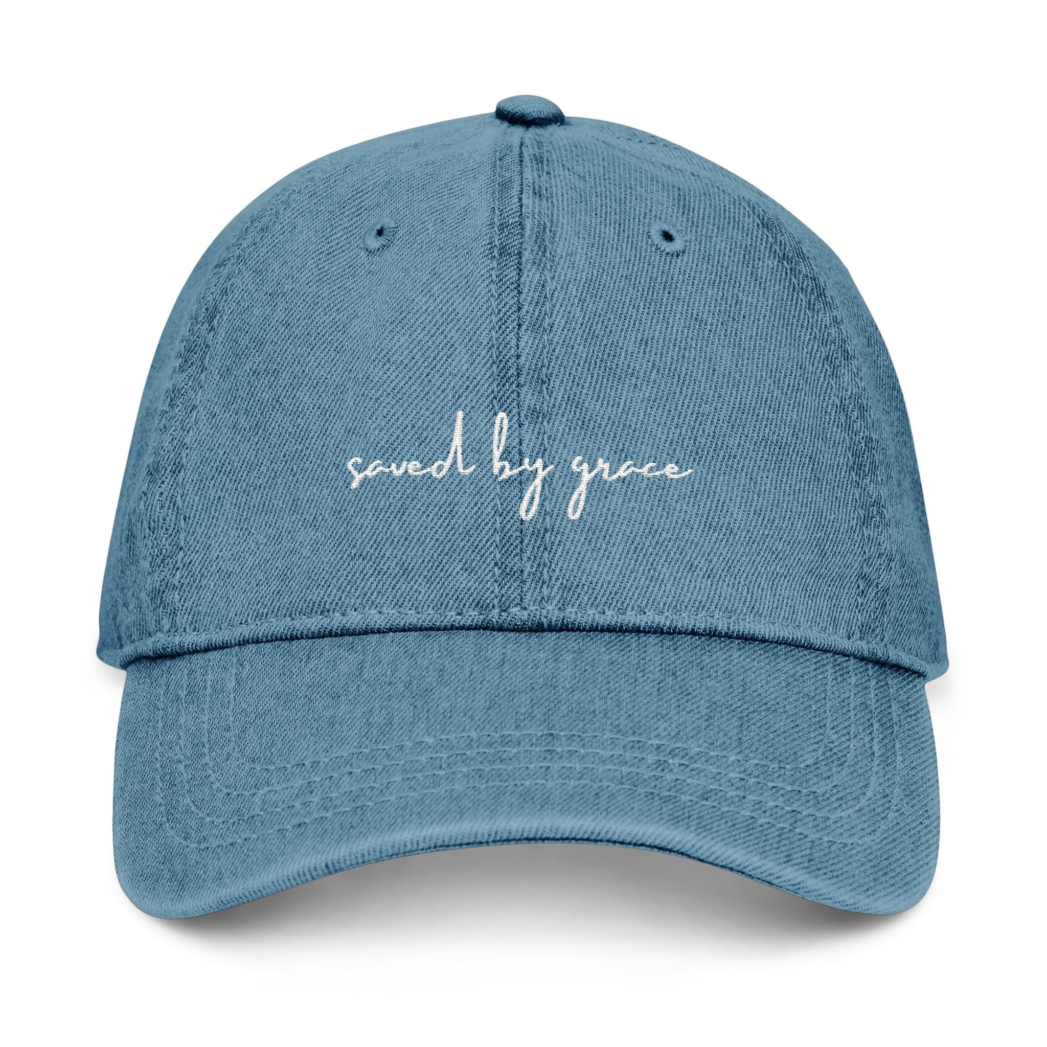 Saved by Grace Embroidered Jean Hat